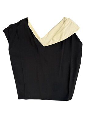 Lanvin Paris Couture women’s asymmetrical draped top in black and ivory